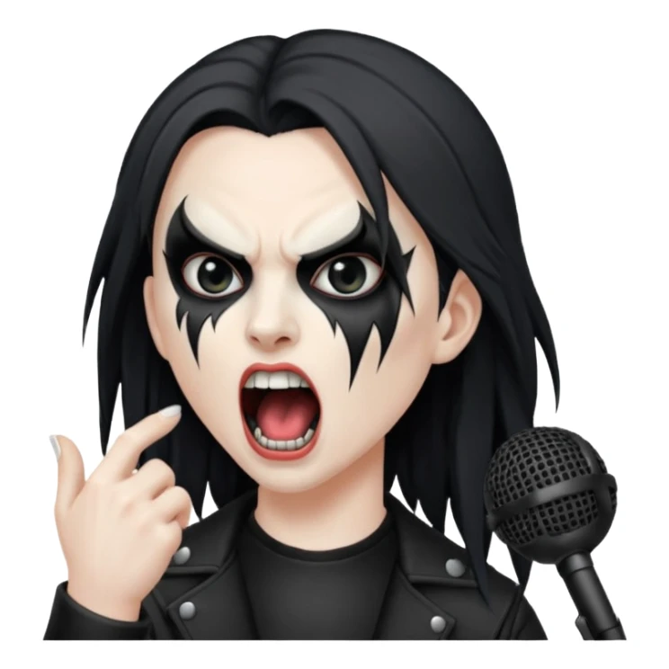Black metal musician, screaming with mirophone sticker