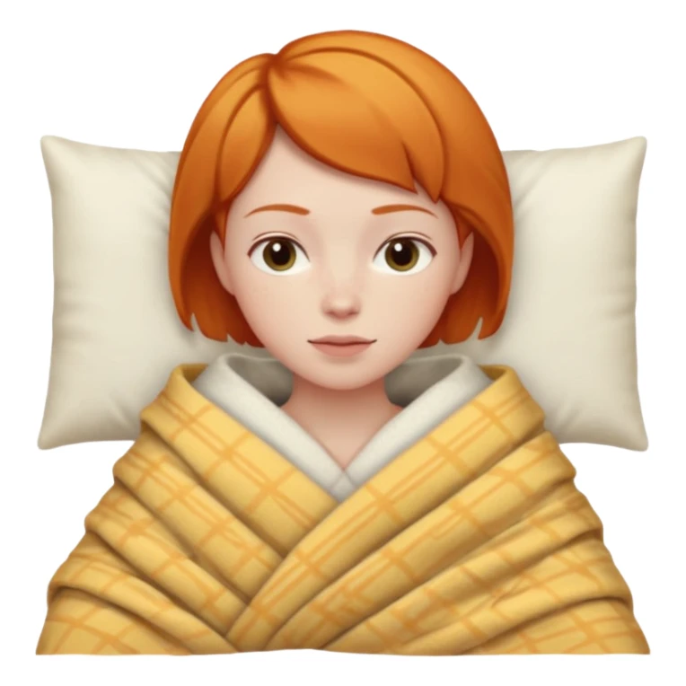 ginger woman short hair bed cuddle blanket  sticker