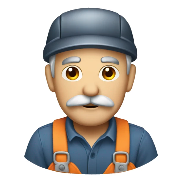 old repairman with mustache sticker
