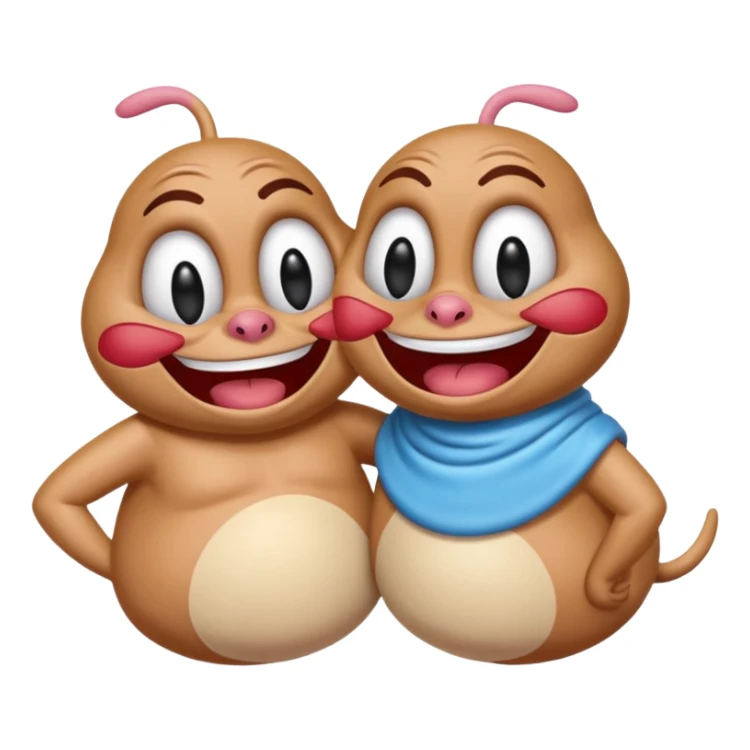 Ren and Stimpy together as an emoji, playful pose sticker