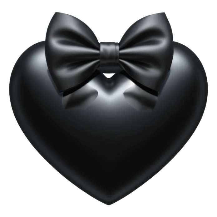 black heart with a black bow on top sticker