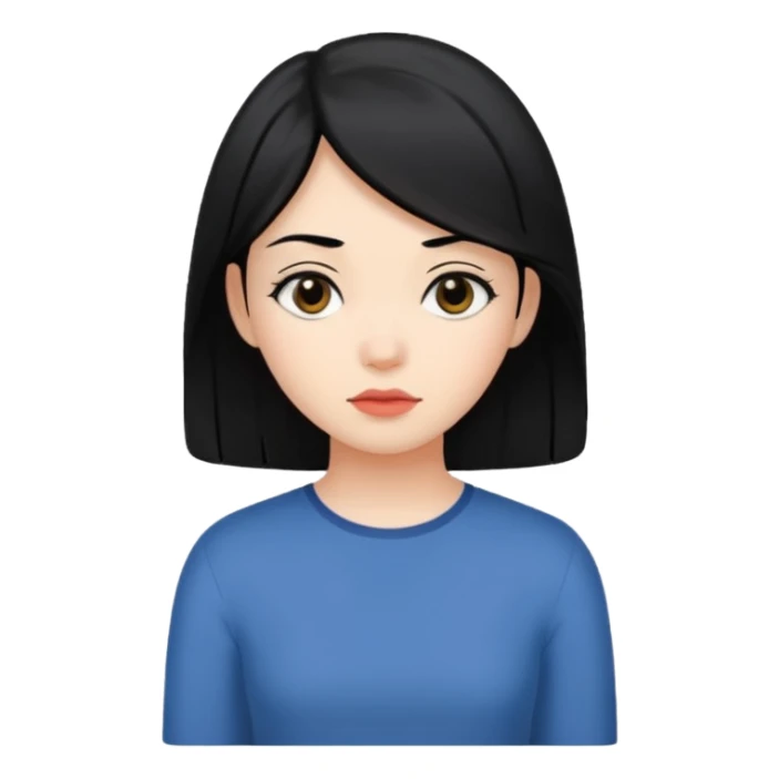 Girl with black hair waiting sticker