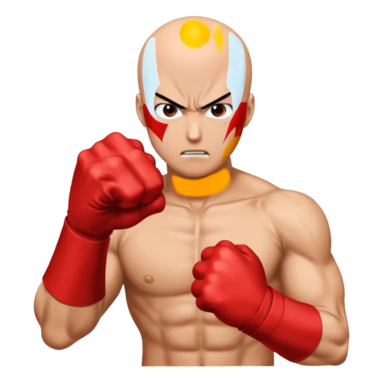 Angry Saitama with his red giant hand punching (just punch), no-face sticker