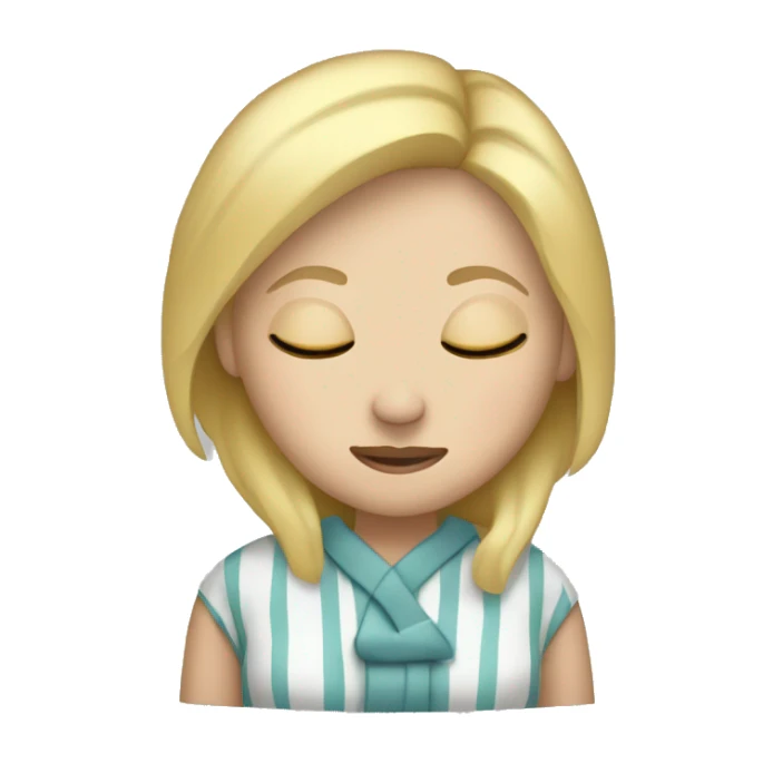 blonde white woman in pjs with eyes closed (full body) sticker