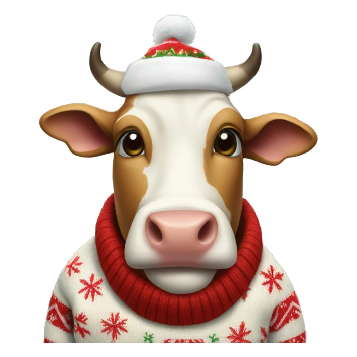 Cow in Christmas sweater sticker