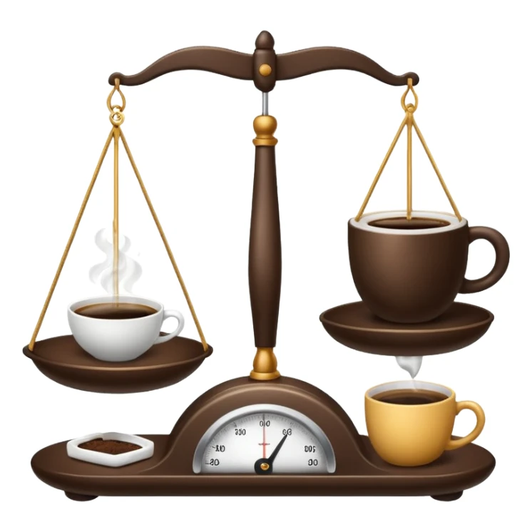 Simple balance scale with coffee on the strong side (left) and sleep/ bed on the weak side (right) sticker