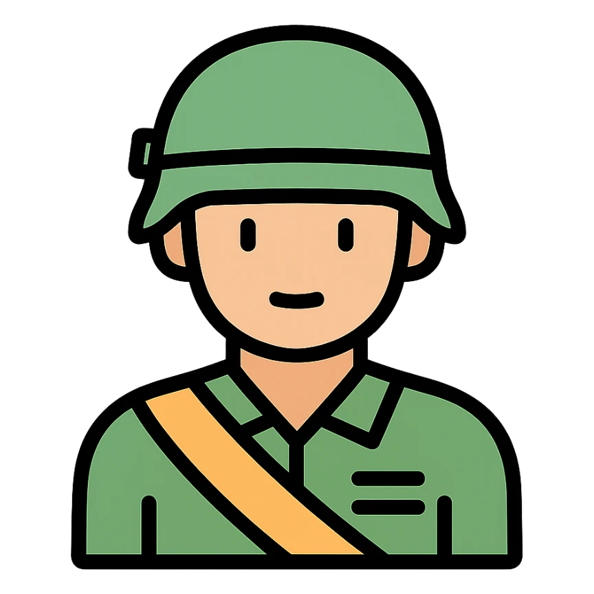 soldier, color outline icon style sticker