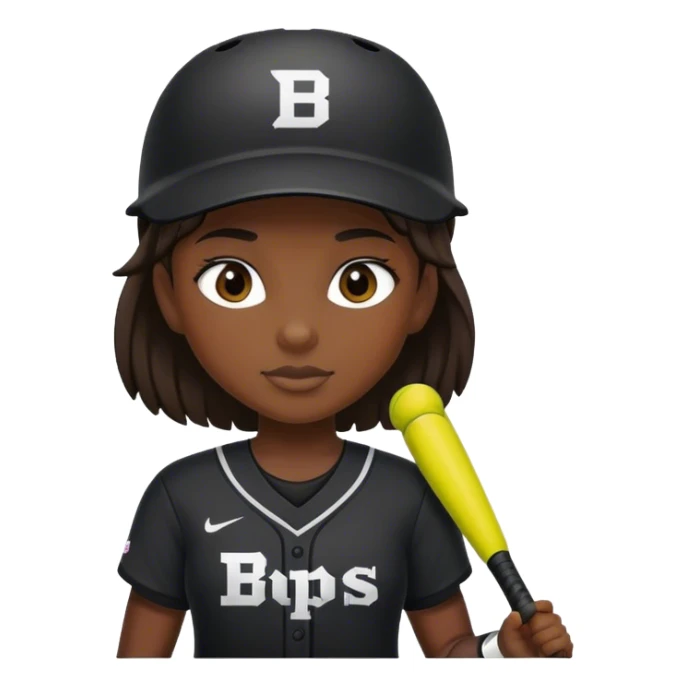 Tiger Softball player black kit with letters that says “BPS” sticker