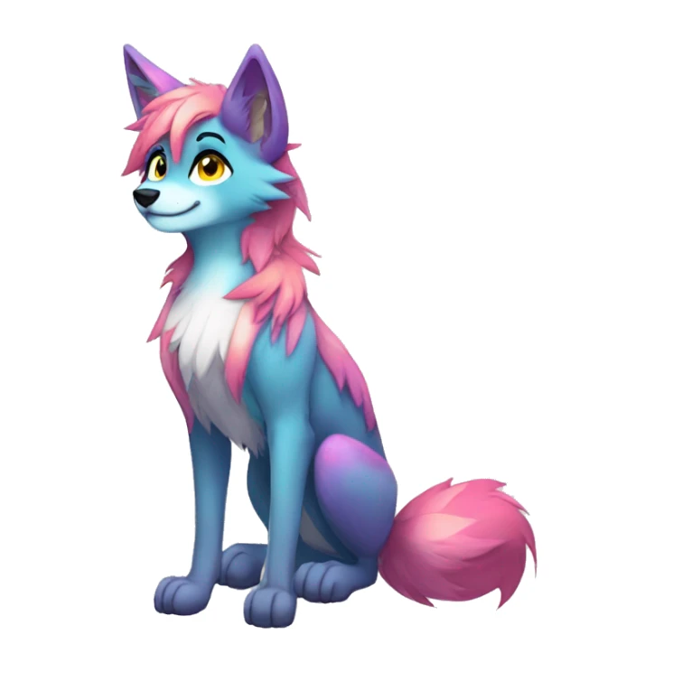 Anthro Colorful Shiny Falvie-Popparotzi-Sparkle-Wolf-sona full body sticker