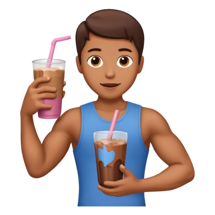 one flexed arm holding a choclate milk  sticker