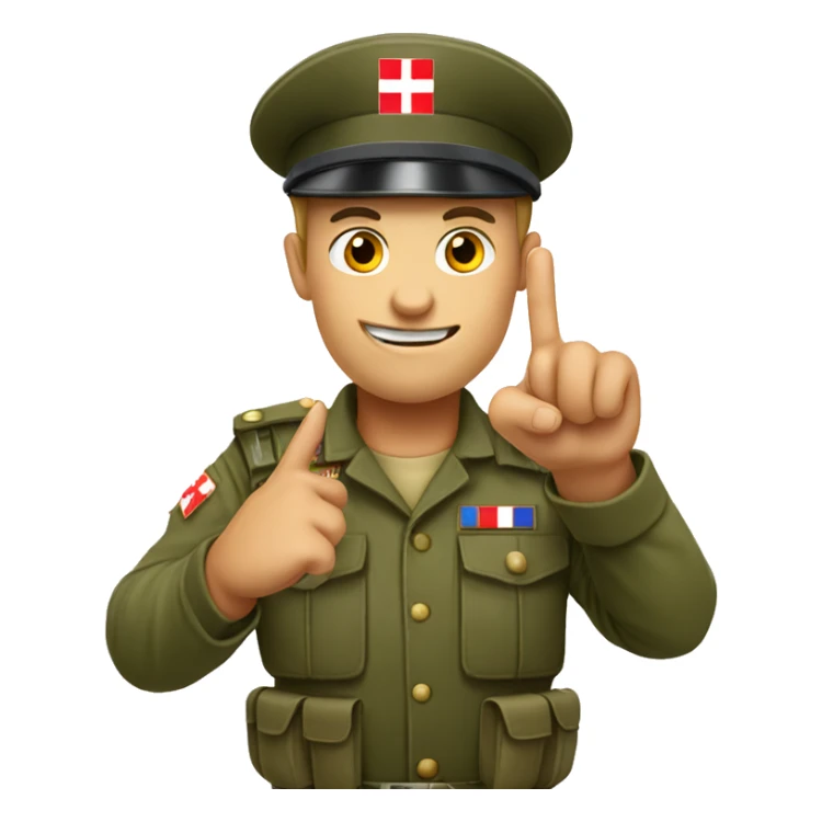 A croatian soldier holding up TWO fingers sticker