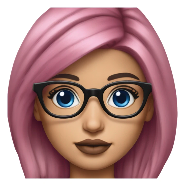 Hyper Realistic kylie jenner pink hair blue eyes and glasses  sticker