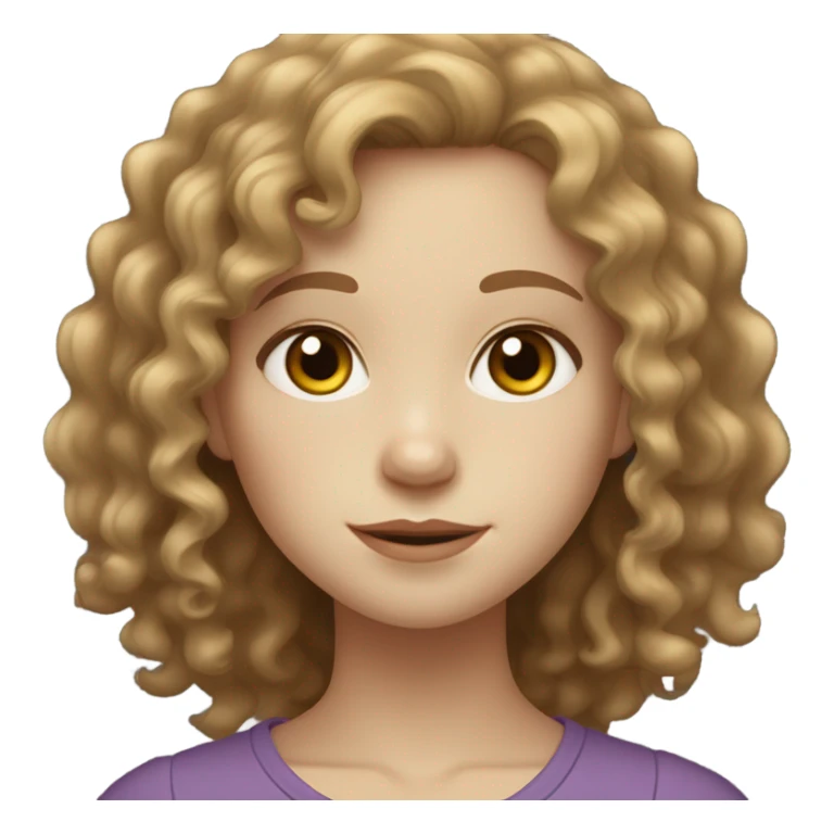 Curly girl light brown with hazel eyes and olive pale skin sticker