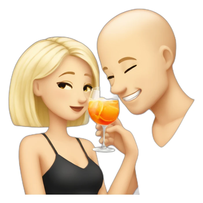cute blonde girl with her bald boyfriend drinking a Spritz sticker