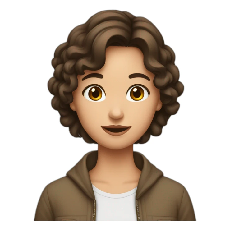 Fille brune qui fait coucou sticker