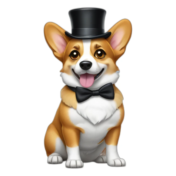 Full body Corgi wearing a monocle and top hat sticker