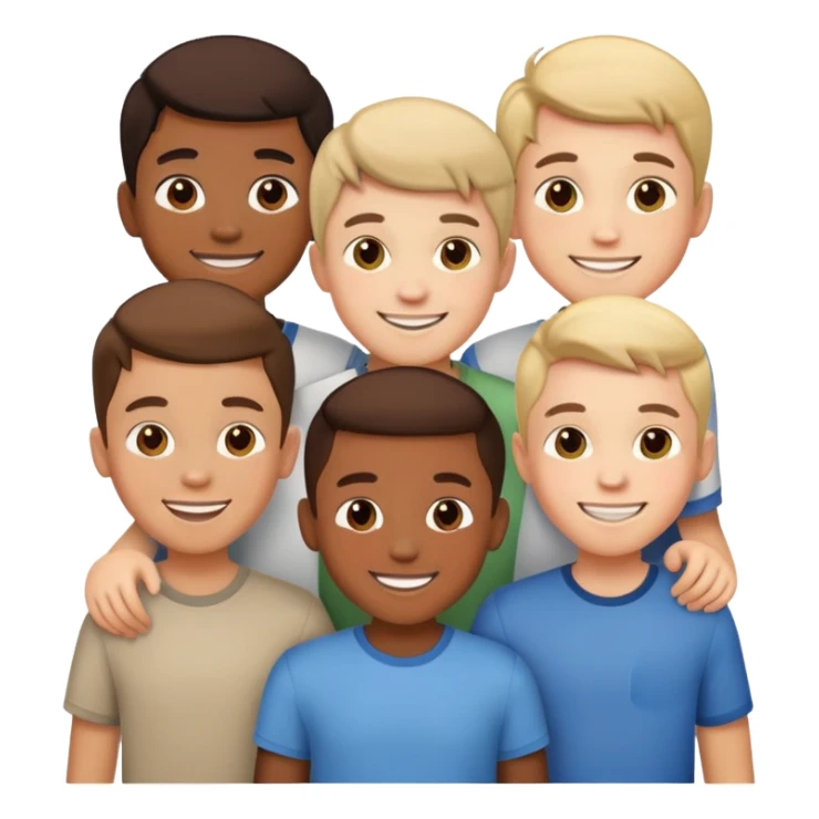 Apple’s three boys emoji but with four boys sticker