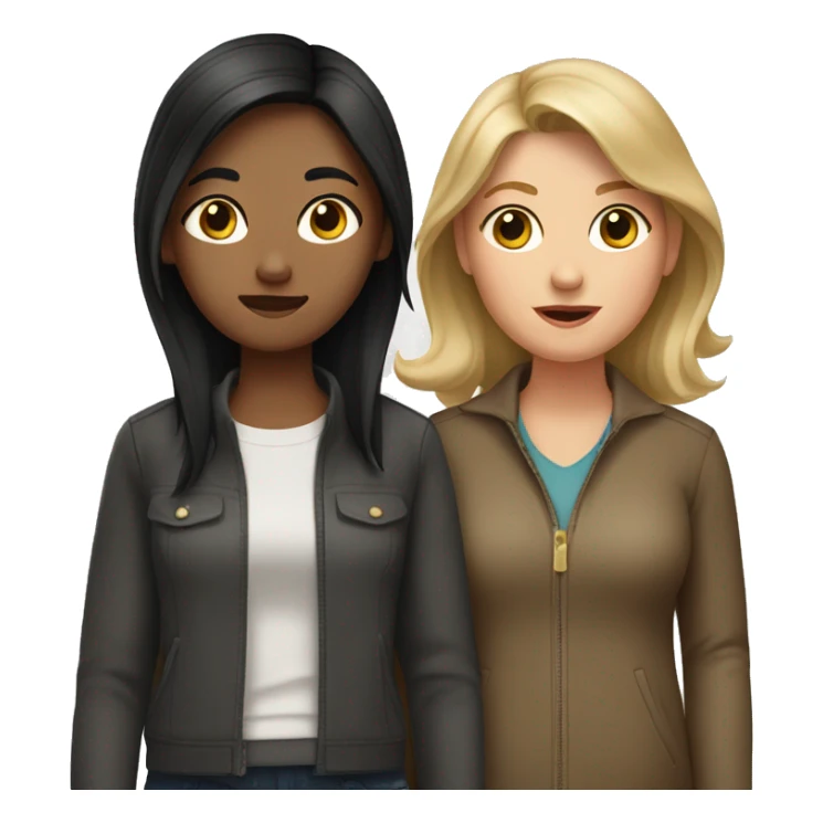 Dark broken haired mom and dark blonde haired daughter  sticker