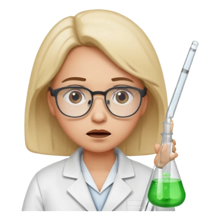 Frowns with Glasses,  Disappointed Scientist: Lab coat, thin glasses, holding test tube, upset expression
 sticker