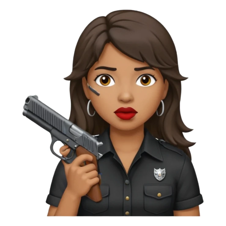 latina with mullet putting gun in her mouth sticker