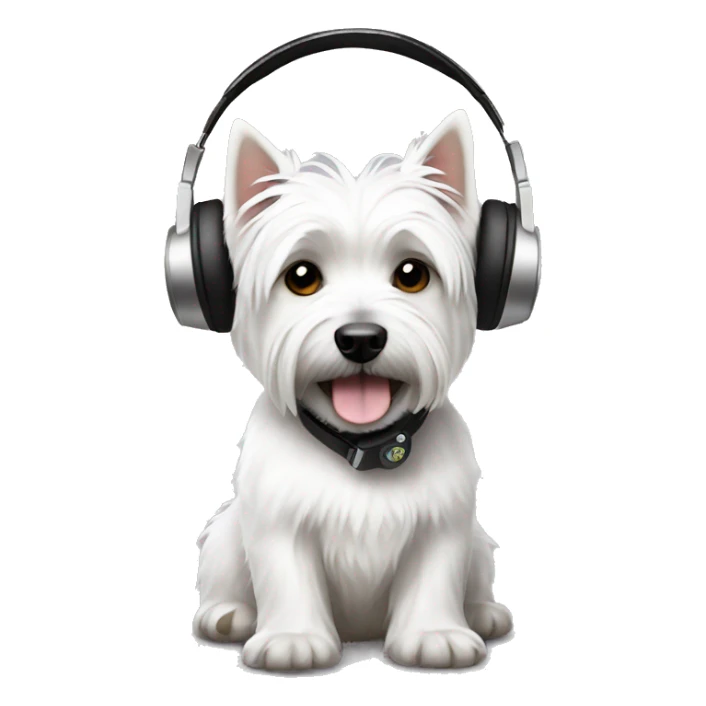 west highland white terrier with black headphone sticker