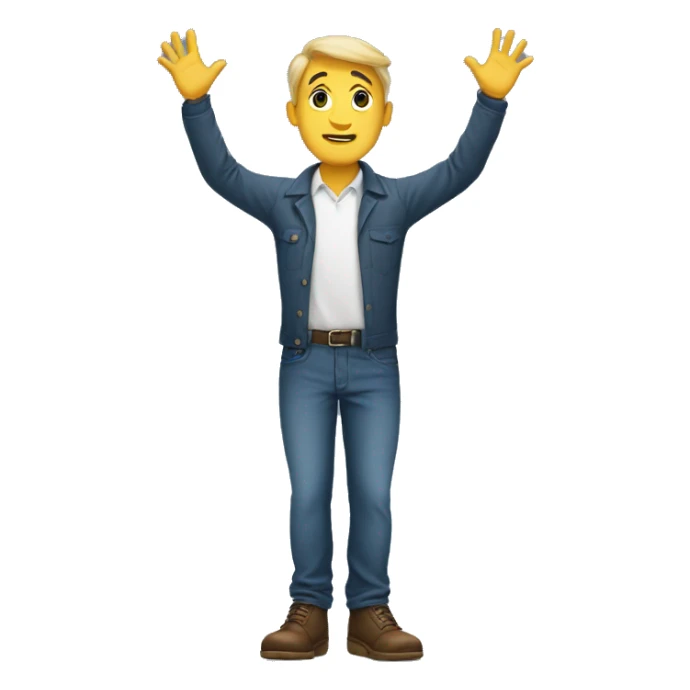 Man standing on his feet, raising his hands sticker