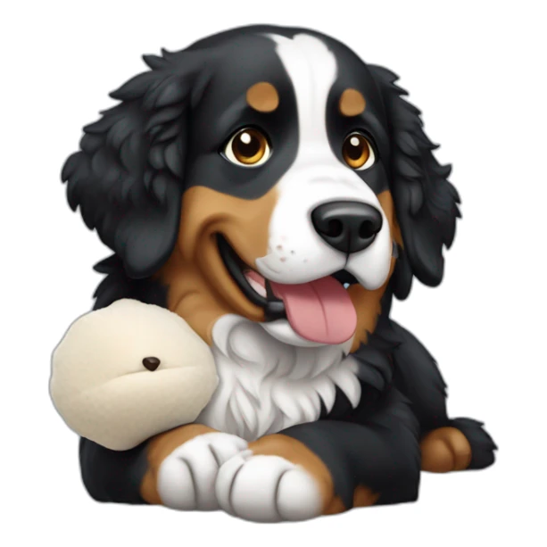 Berner sennen dog with a plushie in his mouth sticker
