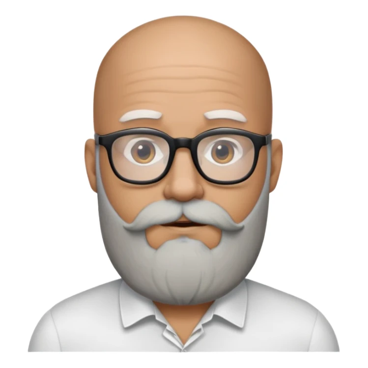 bald man with glasses with big black and white beard sticker