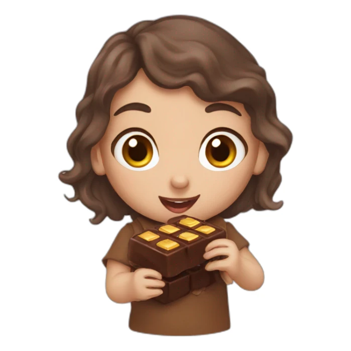 hobbit girl eating chocolate bar sticker