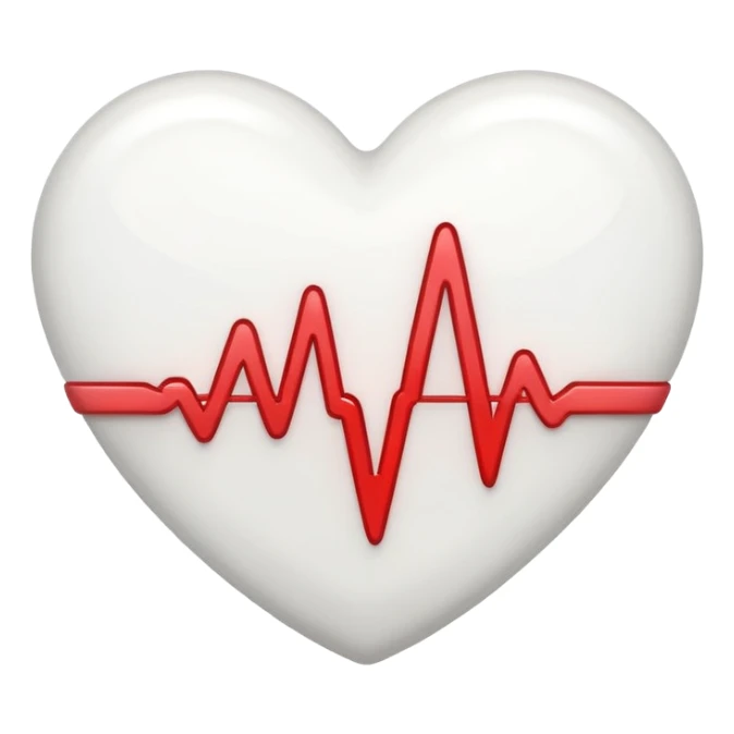 white heart with a heartbeat line, Discord emoji style sticker