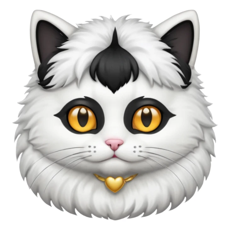 white cat with centre-part black toupee on the head sticker