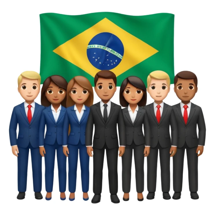 agora imagem com vários empresários e no fundo a bandeira do brasil sticker