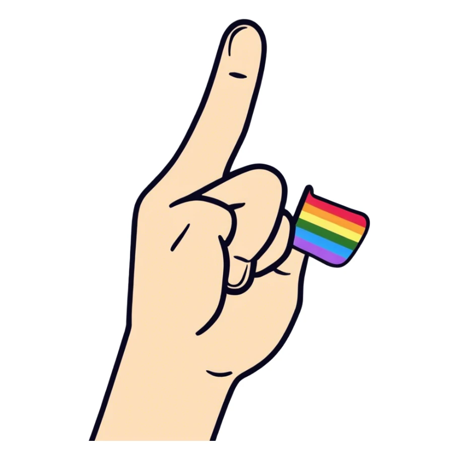  Middle finger only, with some gay flourish sticker