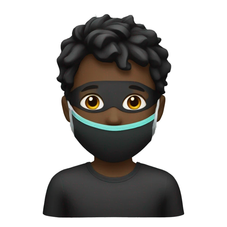 boy black medical mask with neck and shoilders sticker