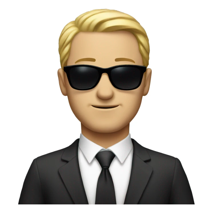 White man in suit with black sunglasses, from the waist up sticker