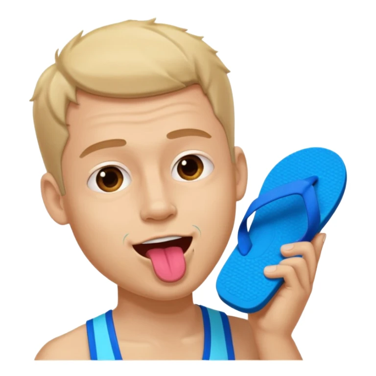 A man is licking a pair of flip-flops. sticker