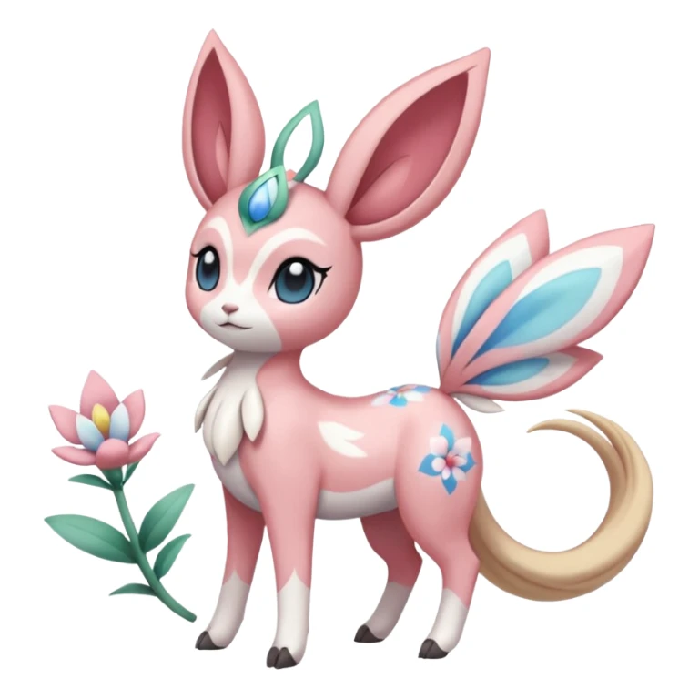  Romantic Pastel Elegant Beautiful Gorgeous Pretty Realistic  Floral Meloetta-Sylveon-Palkia-Cresselia-Digimon-Pokémon-Fakémon-hybrid-fusion, full body sticker