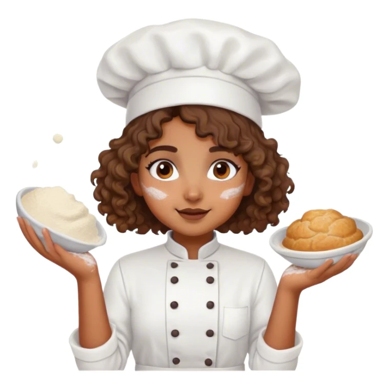 Brown girl, pastry chef with curly brown hair sticker