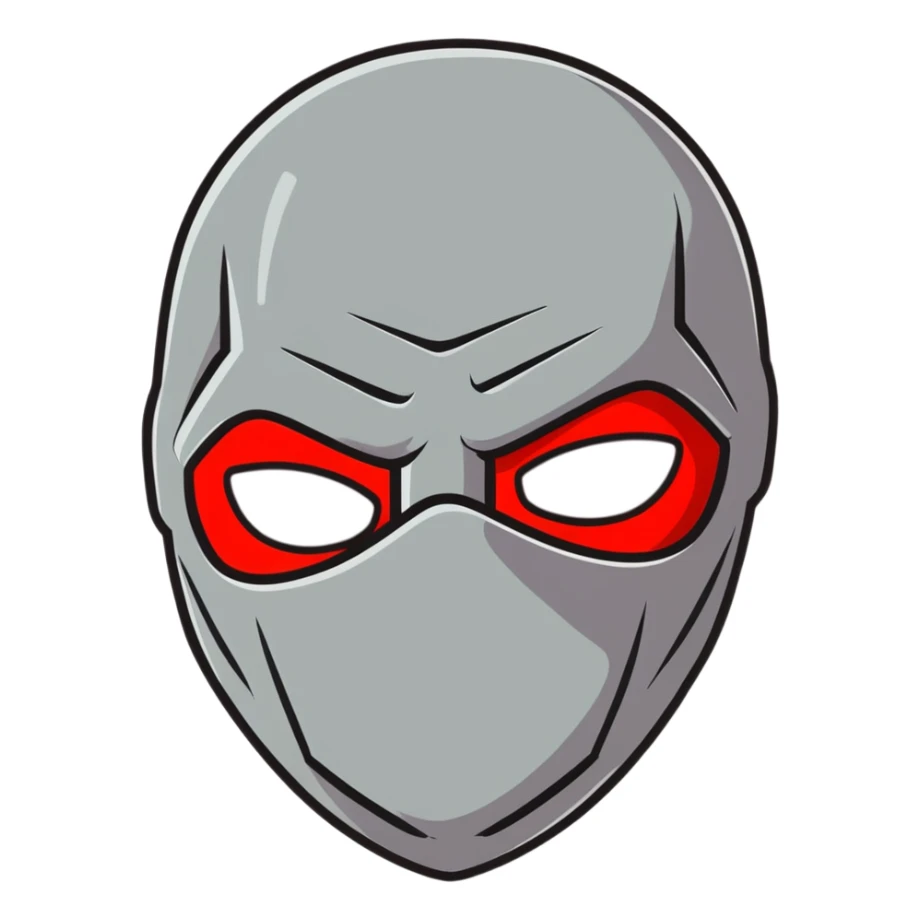 evil burglar with black and red face mask sticker