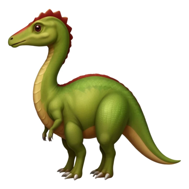 A green parasaurolophus with a dark red crest and a light brown underbelly  sticker