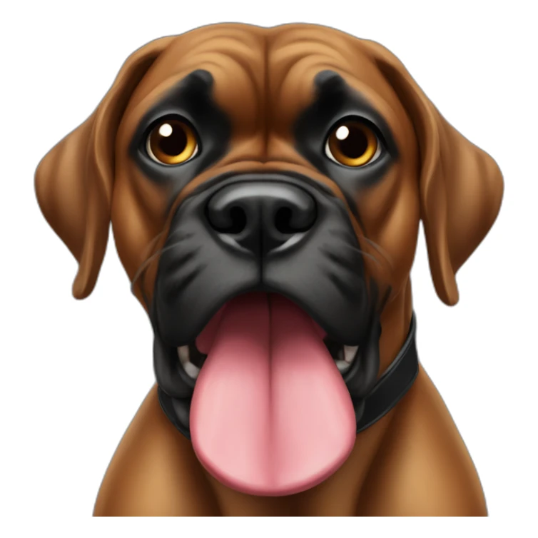 German boxer with an extra large tongue, black face sticker