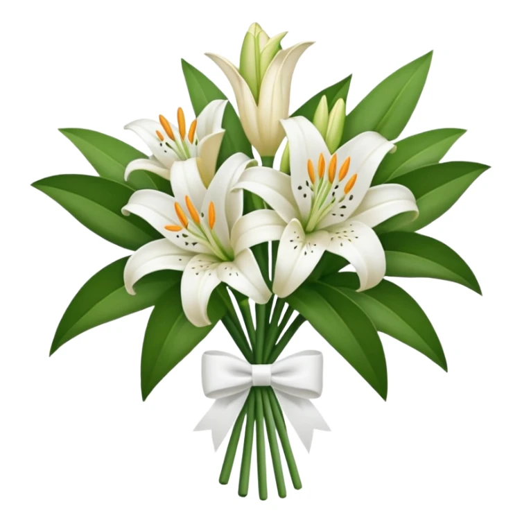 Big white bouquet of Lillie’s with white bow  sticker