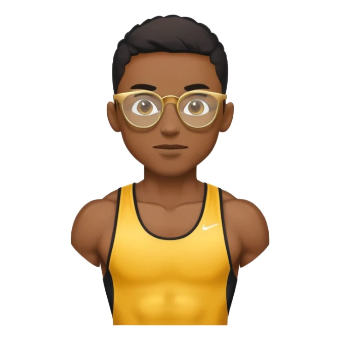 skinny black boy athlete in stringer with gold glasses sticker