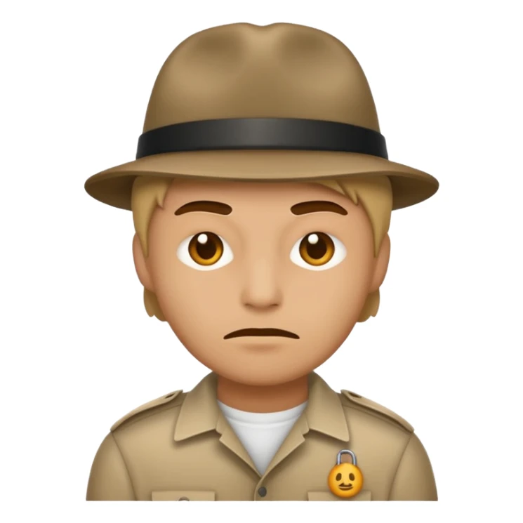 system emoji of a generic criminal, neutral face, simple icon style, no text sticker