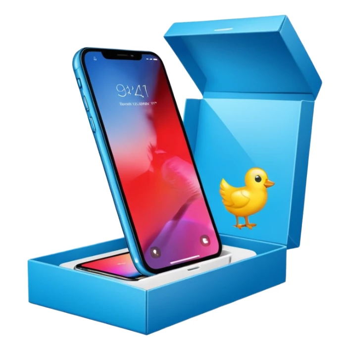 shiny new phone in a retail box sticker