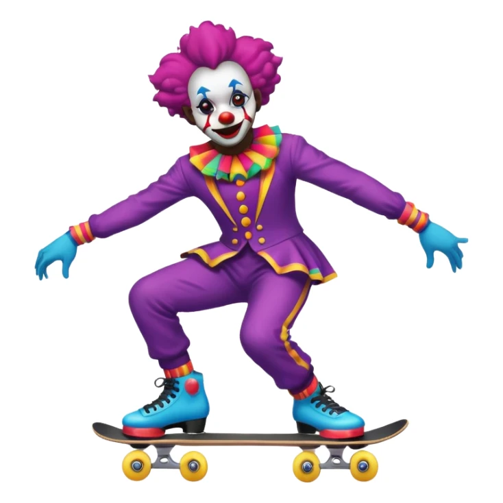 skater clown skating black sticker