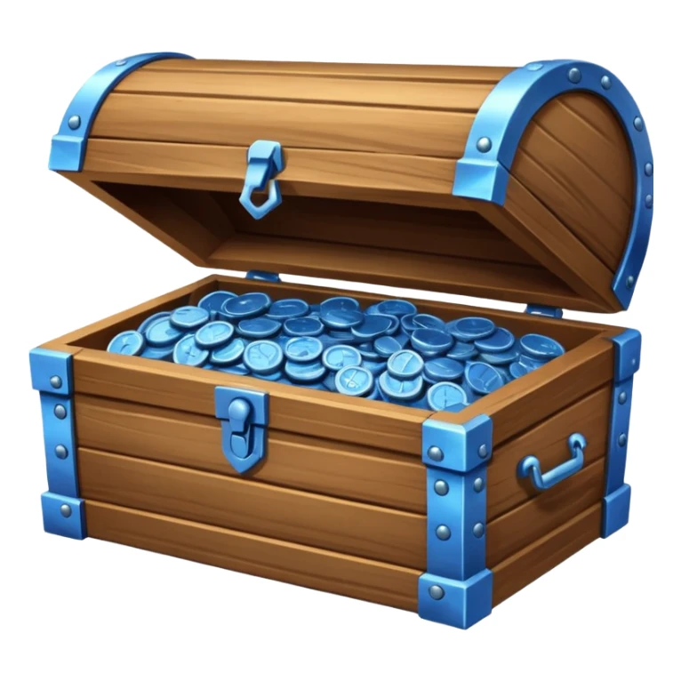 wood chest of blue coins sticker