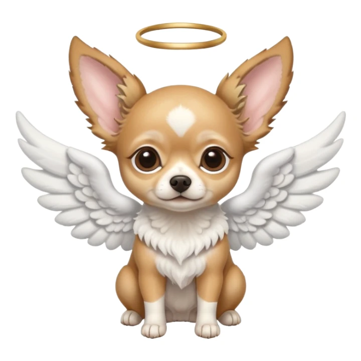 white and tan deer head chihuahua with angel wings sticker