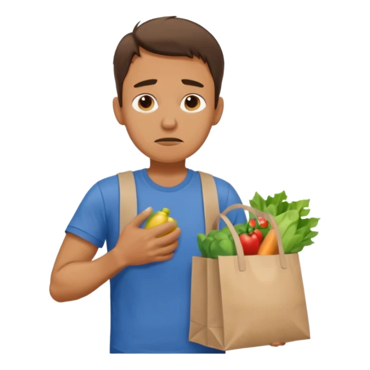 Hombre cargando bolsas de supermercado con dificultad sticker