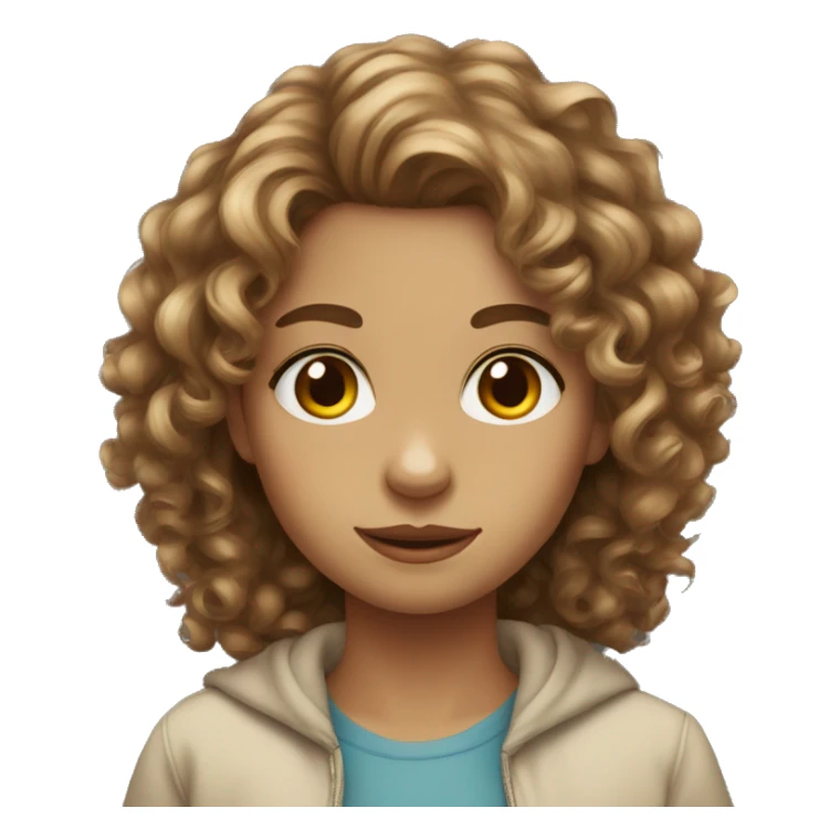 Girl long curly brown hair hazel eyes  sticker